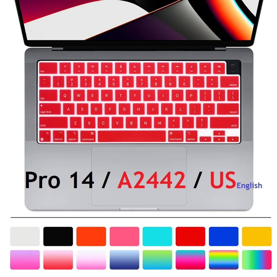 Layout Usa Custodia Per Laptop Inglese Per Macbook Pro 14 In 2021 M1 A2442 Pro14 Us Cover Per Tastiera In Silicone Per Macbook Pro 14 A2442 Skin