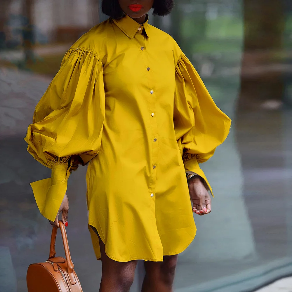 african dresses for women summer african women solid color plus size shirt dress clothing S-5XL