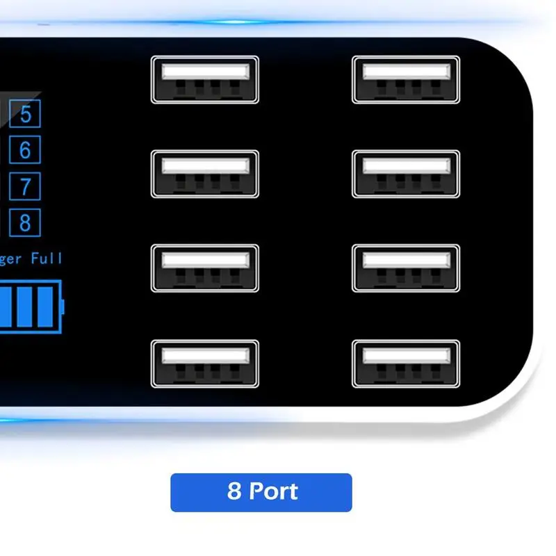 8 портов USB Автомобильное зарядное устройство концентратор QC 3,0 быстрое зарядное устройство с ЖК-дисплеем напряжения несколько USB3.0 зарядная док-станция для мобильного телефона