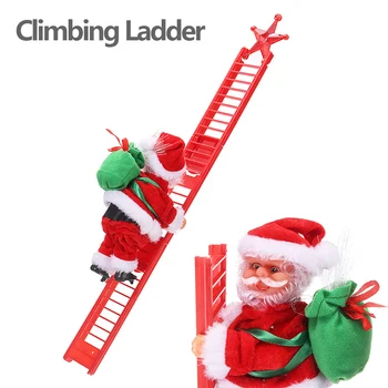 

Christmas Electric Red Santa Claus Climbing Ladder Toy Music Light Santa Ladder Figurine Prop Child Kid Xmas Gifts Favor Decor