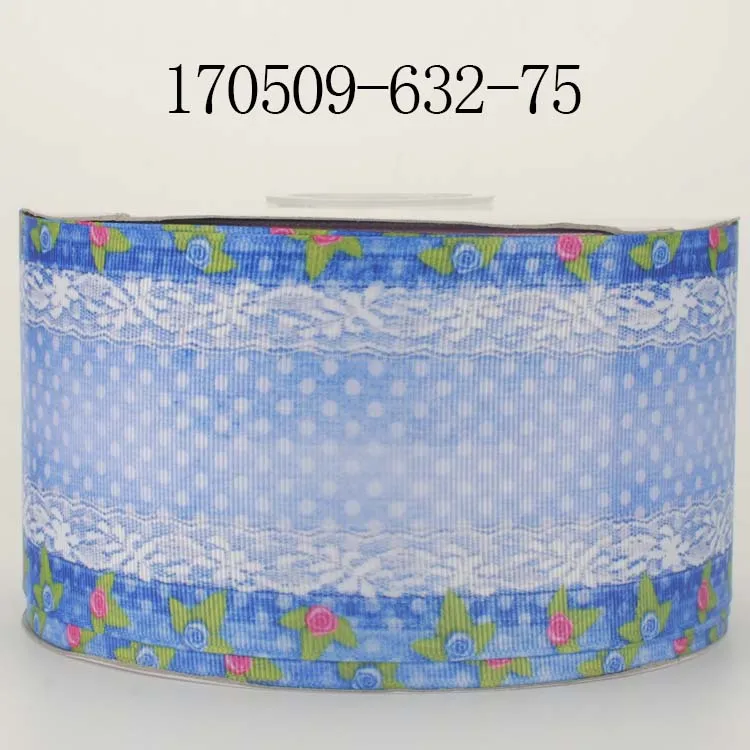 Новые продажи 50 ярдов " 75 мм джинсовая цветная лента с принтом grosgrain DIY
