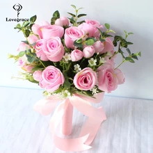 Lovegrace свадебный букет, искусственный шелк, роза, пион, букет подружки невесты, цветочный бутон для девочек, ромашки, домашние свадебные цветы