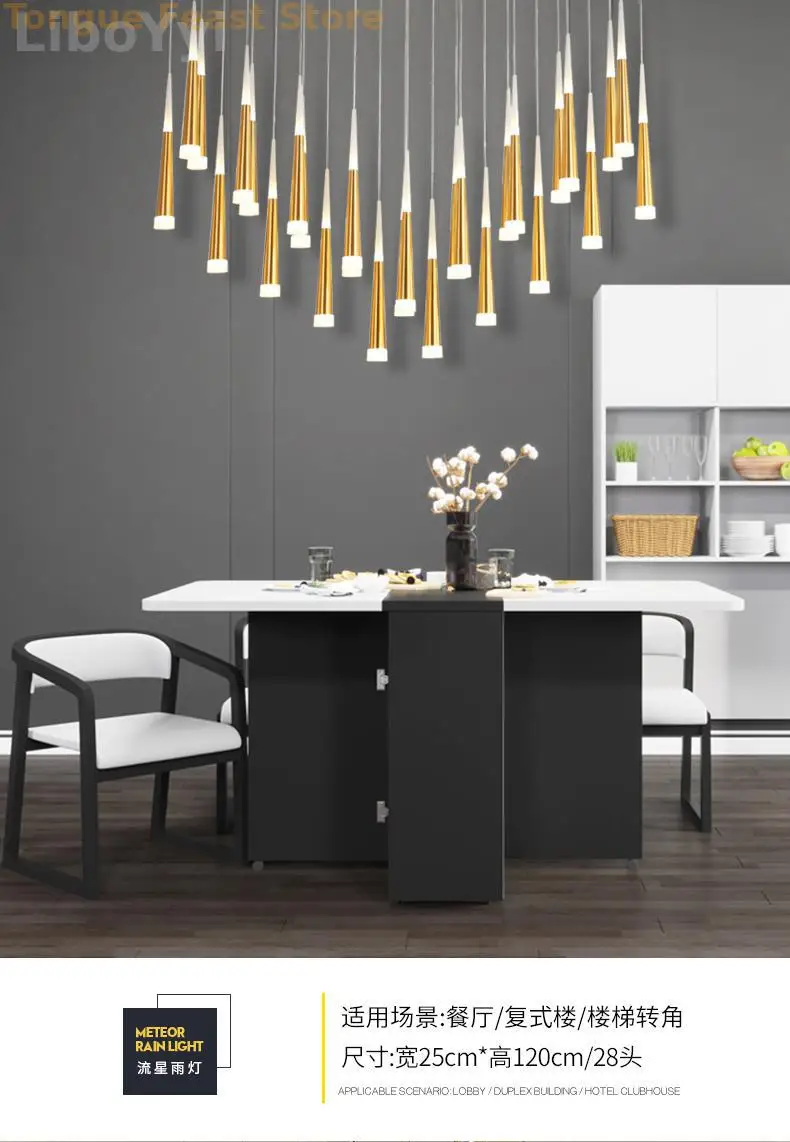 Modern Design Gold Black Minimalist Luster LED Chandelier for Bedroom Dining Living Room Loft Restaurant Cafe Interior Home Deco