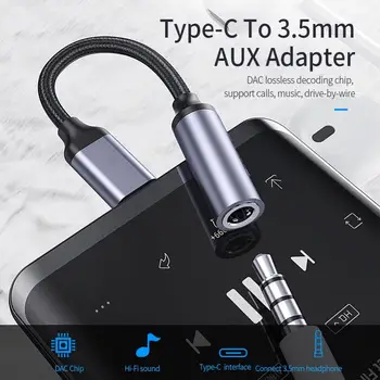 

Mini Aluminum Alloy Type-c to 3.5mm Jack Audio Converter Cable Earphone Adapter Cable analog audio USB C adapter for ios Android