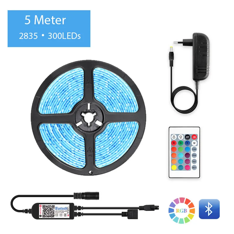 5M 2835 300Leds Kit Светодиодный светильник RGB 5050 SMD 2835 гибкая лента fita светодиодный светильник RGB 5 м 10 м Bluetooth пульт дистанционного управления DC12V светодиодный декоративный - Испускаемый цвет: 5M 2835 300Leds Kit