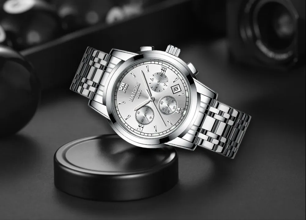 HAIQIN 2019New кварцевые роскошные спортивные мужские часы из нержавеющей стали повседневные деловые модные водонепроницаемые часы с хронографом Reloj Hombre