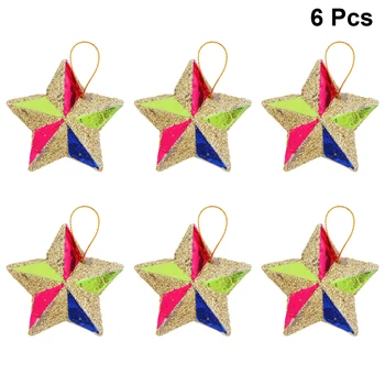 

6pcs Christmas Tree Decorations Pendant Sparkle Star Plastic Xmas Tree Decor Party Supplies Ornaments Home Decor Hotel Office