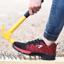 HEFLASHOR/Мужская защитная обувь со стальным носком; защитная обувь; легкие противоударные рабочие кроссовки; Мужская Рабочая обувь