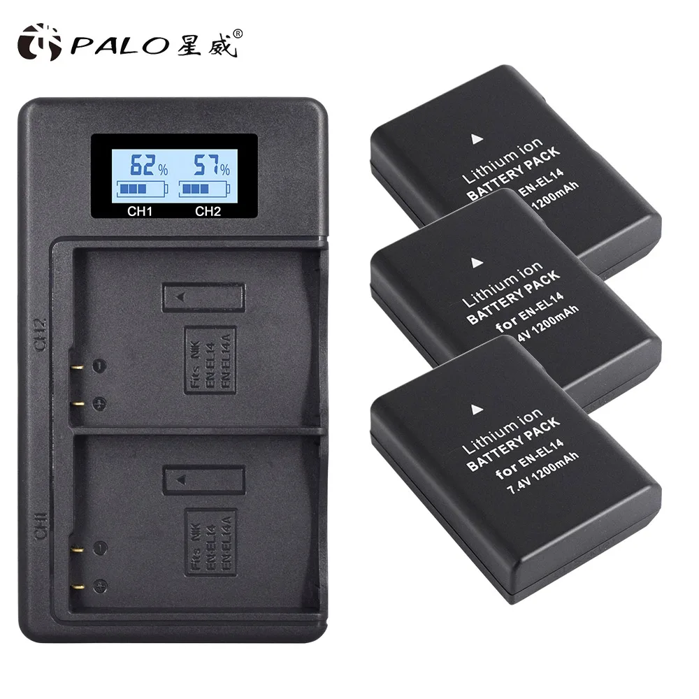3 шт. EN-EL14 ENEL14 EN EL14 EL14A аккумулятор камеры+ ЖК-дисплей двойной USB зарядное устройство для Nikon P7800, D5300, D5200, D3200, D3300, D5100, D3100, Df - Цвет: suit