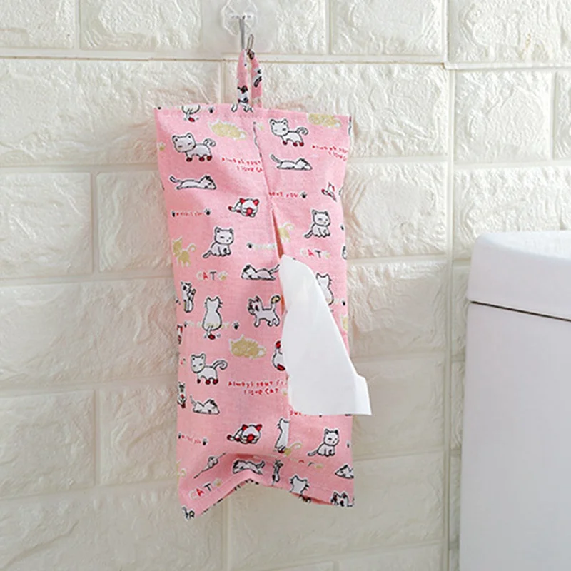 Ins Style Cloth Tissue Holder Cute Cartoon Printed Hanging Bag Bathroom Living Room Car Box Napkin | Дом и сад