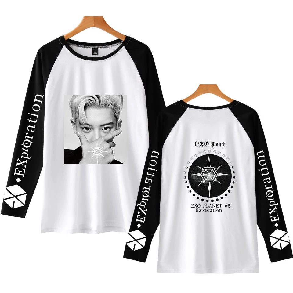Горячая EXO PLANET#5 Футболка Harajuku с длинным рукавом и принтом для женщин EXO PLANET#5 Футболка Высокое качество Новые повседневные футболки с круглым вырезом