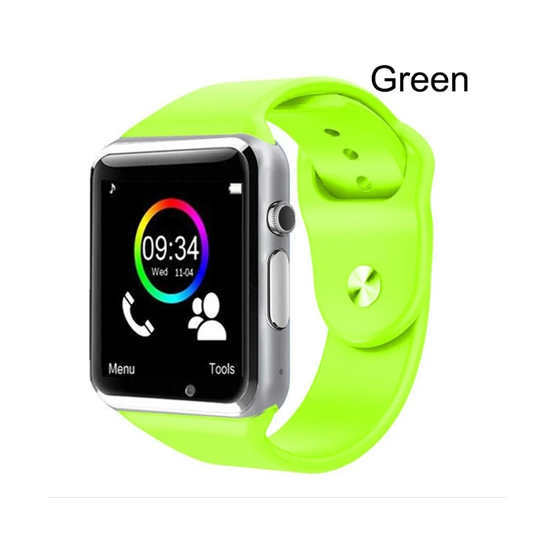 green Спортивные Смарт-часы A1, шагомер с sim-камерой, умные часы для смартфонов Android, мужские и женские Смарт-часы PK V8 GT08 Q18 - Цвет: green
