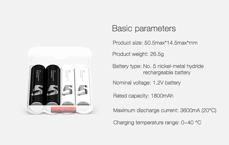 Xiaomi ZMI ZI5 1800mAh 1,2 V перезаряжаемая Ni-MH батарея KTV батарея, батарея дистанционного управления