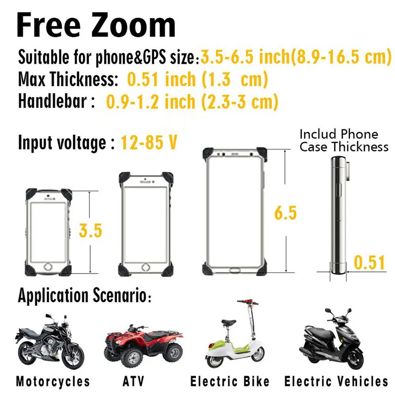 Motorcycle Phone Mount Charger 5V 2.4A USB Port Handlebar Mirror Bar Cell Phone Holder Mount Stand Bracket For iPhone X 8 7 Plus