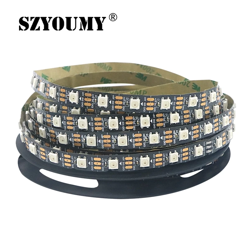 SZYOUMY 5m SMD 5050 60led/m Full Color WS2812B LED Strip DC 5V Black / White PCB RGB Smart Pixel control Led Strip 60ic/m