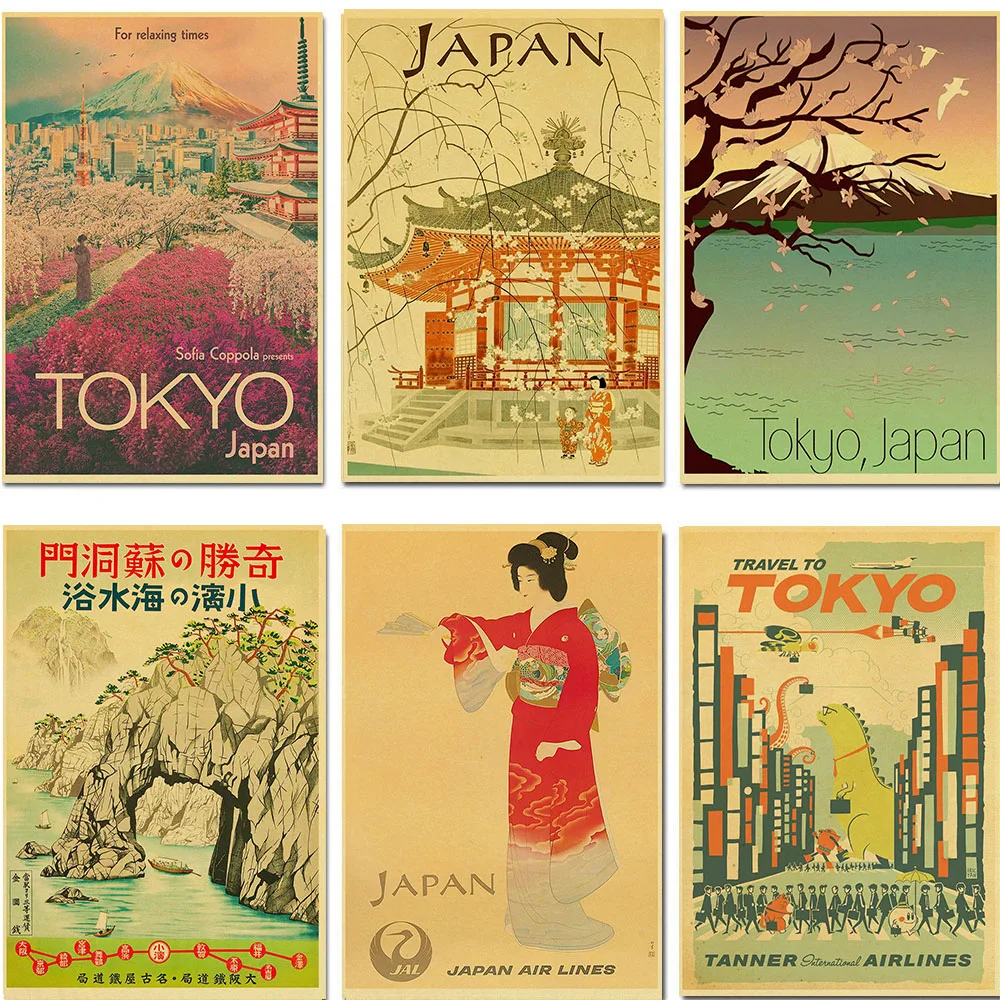 Visit Japan Tokyo Travel Posters Decor kraft wall paper High Quality Painting For home/bar Decors