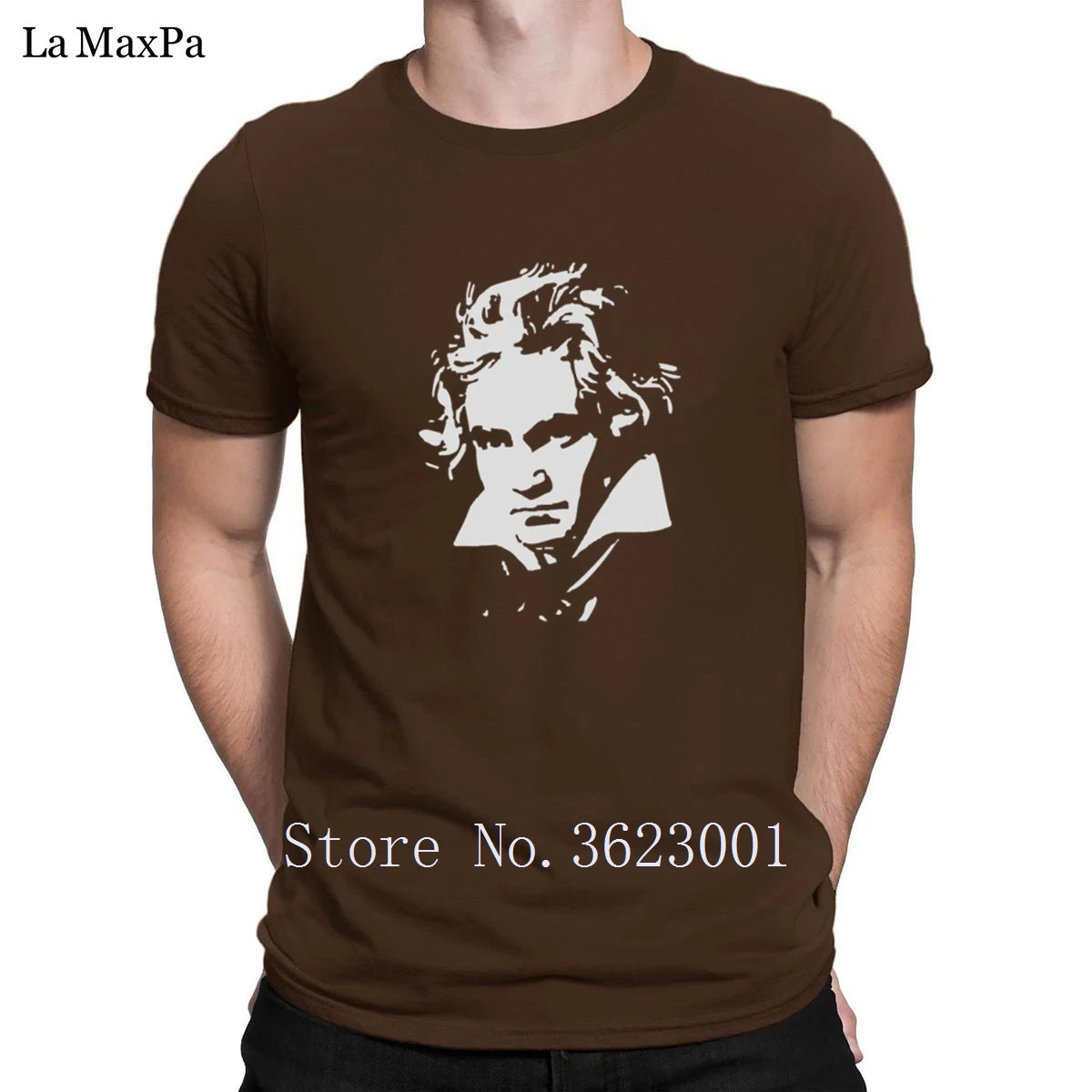 Футболка с надписью Ludvig Van Beethoven negator For Dark, Мужская футболка, новинка, футболка для мужчин, модная мужская футболка с круглым вырезом, подарок - Цвет: coffee
