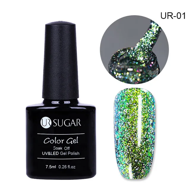 7.5ml UR-01 Ur Sugar 5 мл Хамелеон голографический Гель-лак звездный блеск замачиваемый УФ-гель лак для ногтей эмаль - Цвет: 7.5ml UR-01