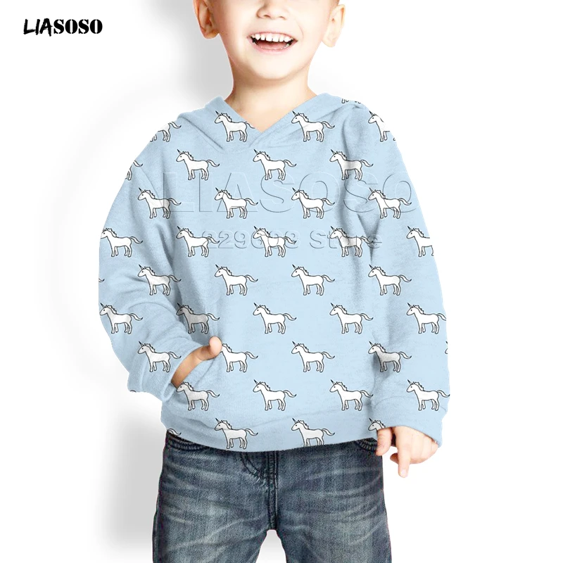 LIASOSO new 3D printing Cute animal collection child Hoodie,Elephant, cat,dog Cute Animal Hoodie streetwear Boy&girl pullover - Цвет: 1