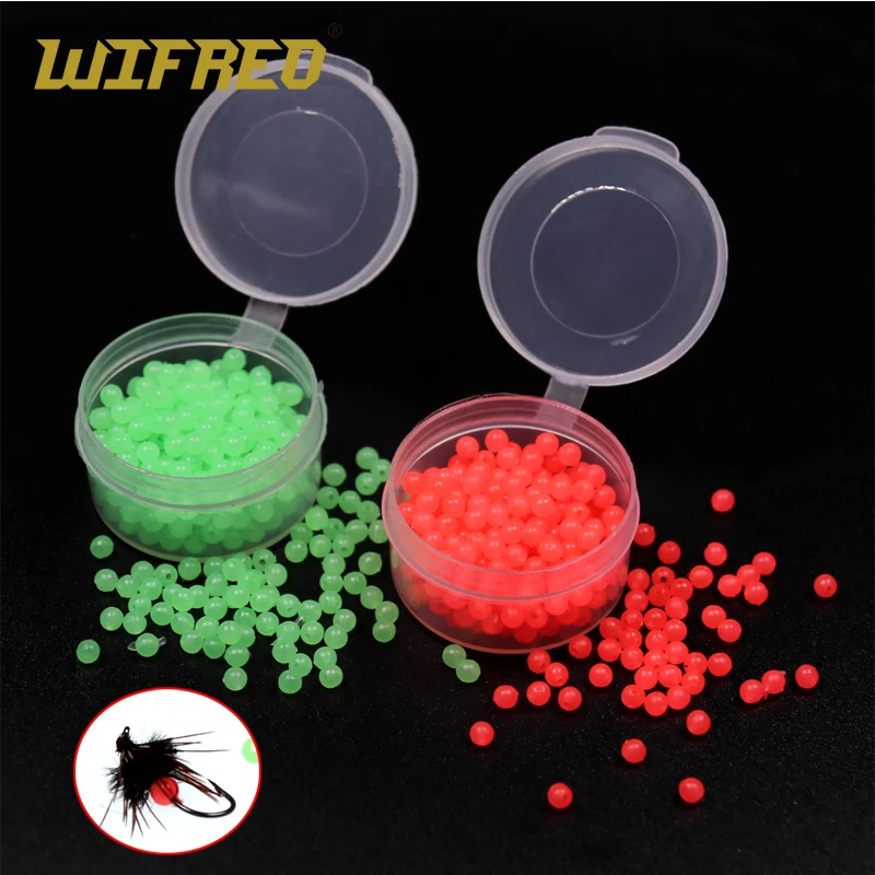 Wifreo 200pcs Soft Mini Fly Tying Glow Beads Fly Tying Material Wet Fly  Saltwater Fishing Sabiki Fly Luminous Hot Beads Egg Roe