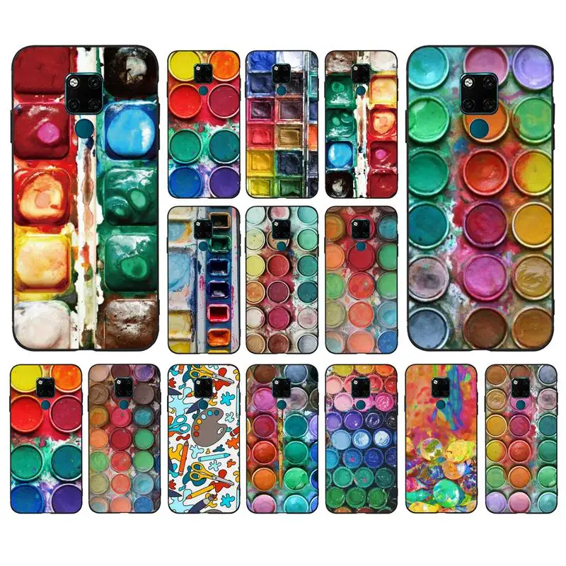 Fhnblj Colorful Watercolors Set Paint Palette Custodia Per Telefono Per Huawei Mate 10 20 Lite Pro X Honor Play Y6 5 7 9 Prime 2018 2019