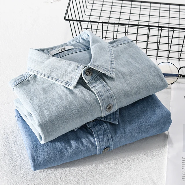 SHIRT casual daily denim shirt early spring fashionable retro refreshing  blue shirt casual chic - Shop Lab Store Men's Shirts - Pinkoi