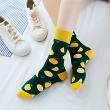 Зимние забавные Женские носочки с креативным принтом; яркие цветные носки; повседневные хлопковые носки; W1128