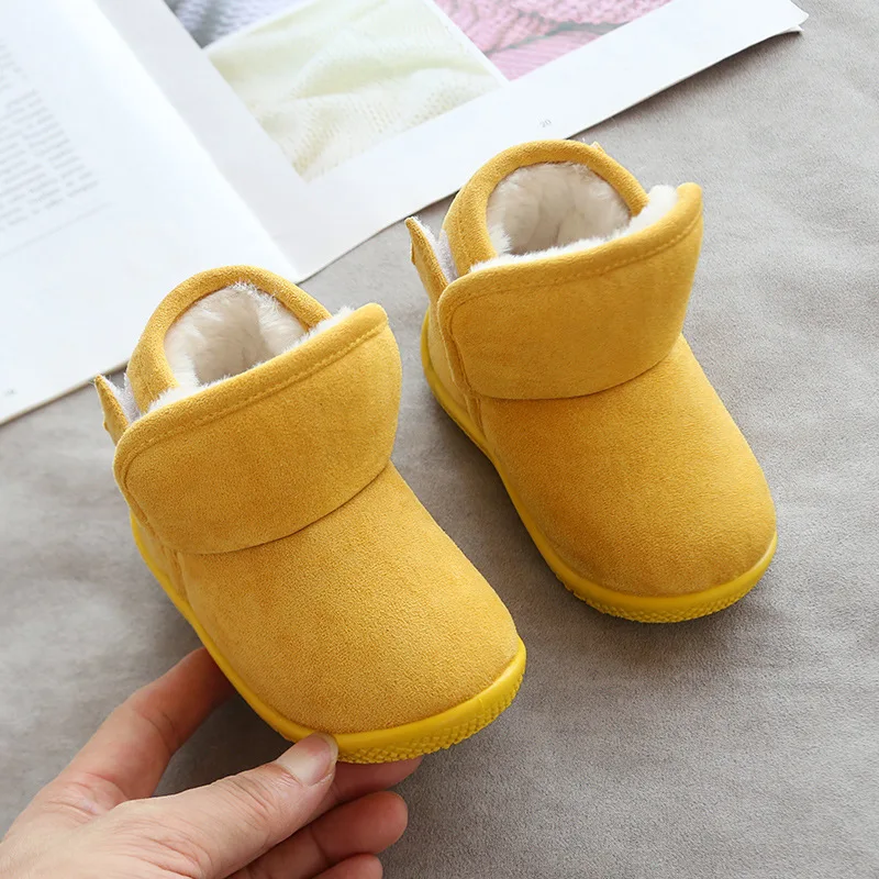 Yellow Зимняя детская хлопковая обувь, детская хлопковая обувь, мягкая подошва, теплая обувь для малышей, детские зимние сапоги - Цвет: Yellow