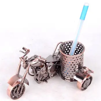 

Motorcycle Model Pen Holder Metal Crafts Study Office Desktop Decor Student Gift