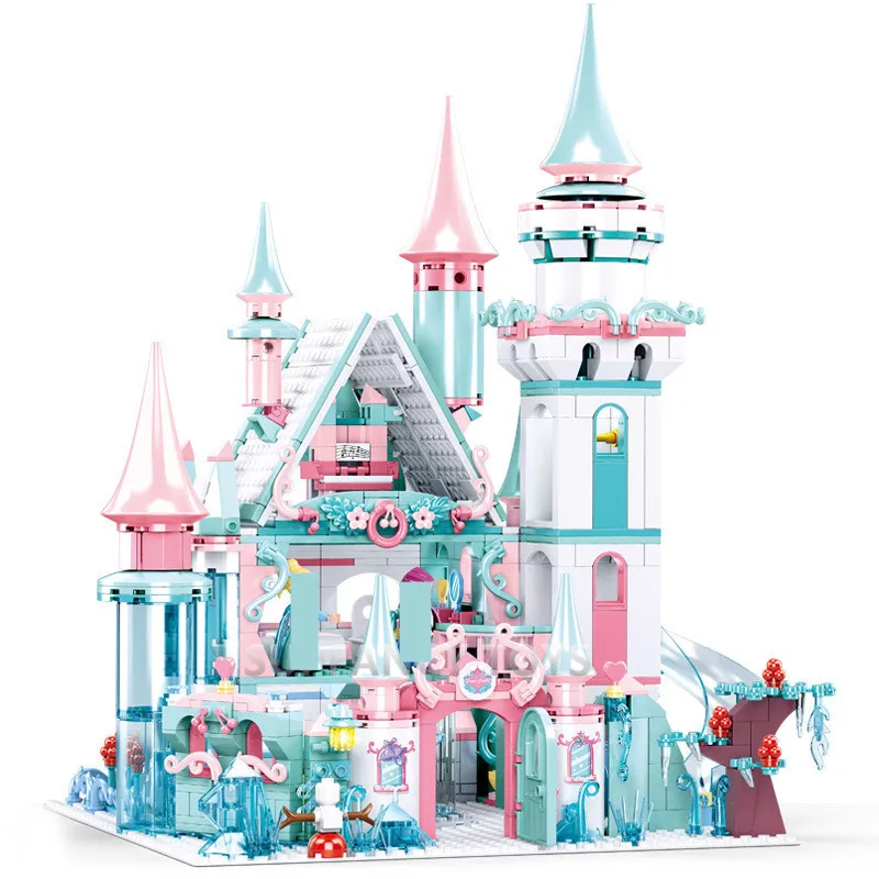 

1314Pcs Princess Snow Queen Elsa Magical Ice Castle Building Blocks Sets Brinquedo Friends DIY Bricks Educational Toys for Girls
