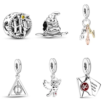 

NEW 100% 925 Sterling Silver X 2020 Collection Deathly Hallow Openwork Dangle Charm Fit DIY Women Bracelet Original Jewelry Gift