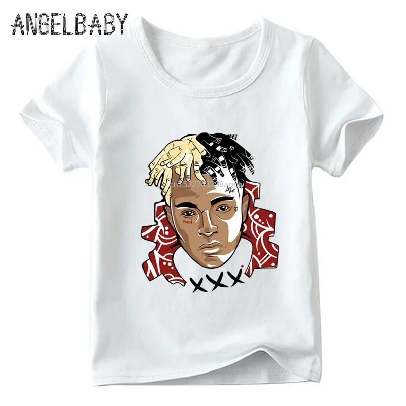 Футболка для мальчиков и девочек с принтом персонажа Xxxtentacion детские летние белые