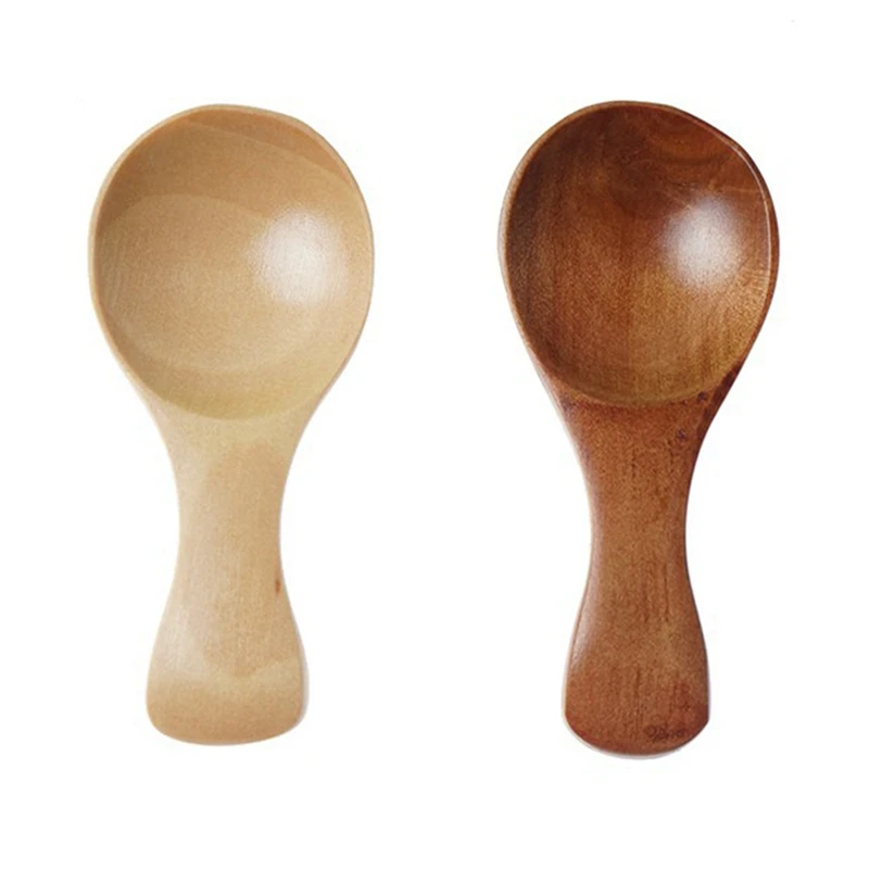 4pcs Wooden Spoon Japanese Style Soup Spoons Solid Wood Porridge Spoon For Ice Cream Seasoning Spice Spice Tableware