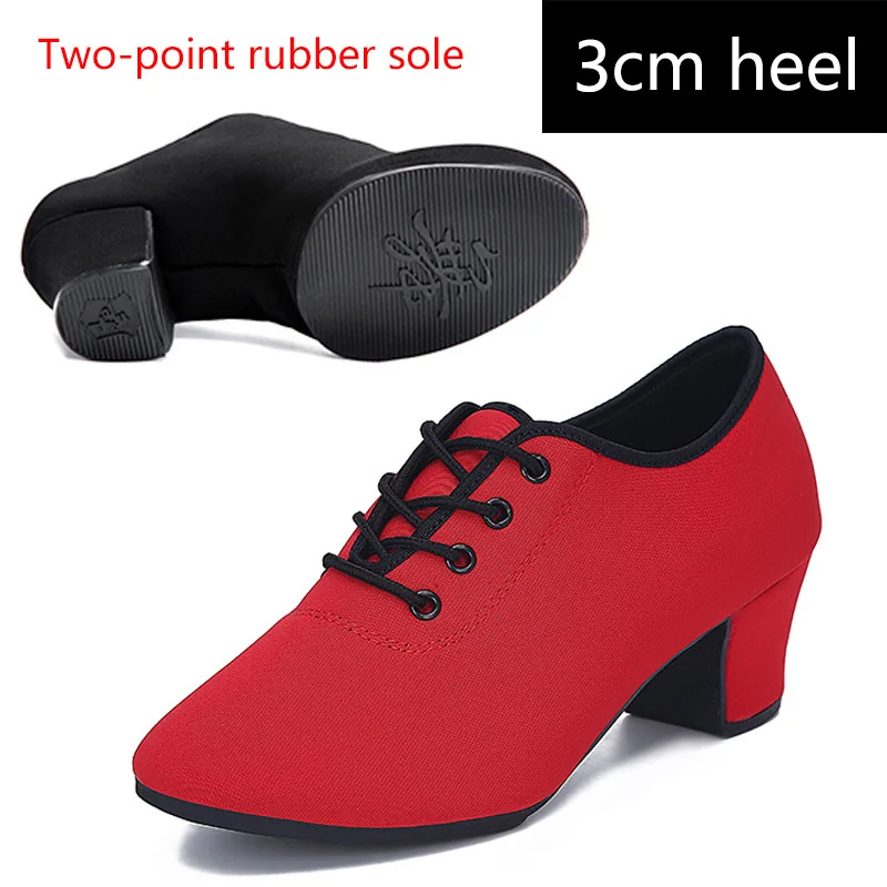 red Rubber base 3cm Модные Танцевальные Кроссовки; женская Обувь для бальных танцев; Танцевальная обувь для сальсы, танго; женская обувь для современных танцев - Цвет: red Rubber base 3cm