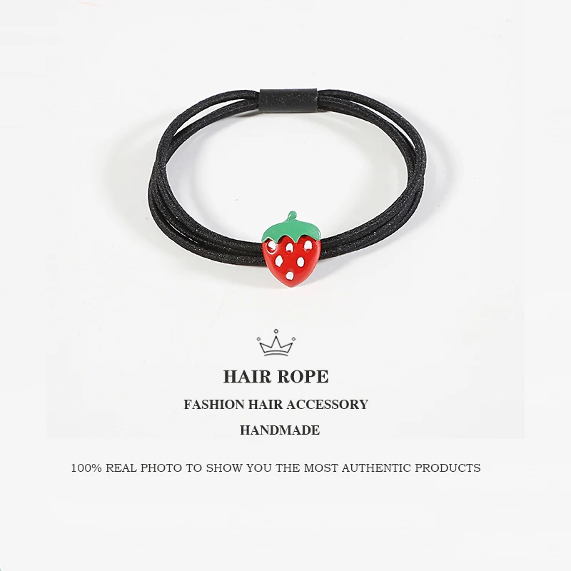 

Popular Nylon Rubber Band Simple And Small Fresh Strawberry Head Rope Tie Hair Band For Women's And Girls Headwear Braider Tool