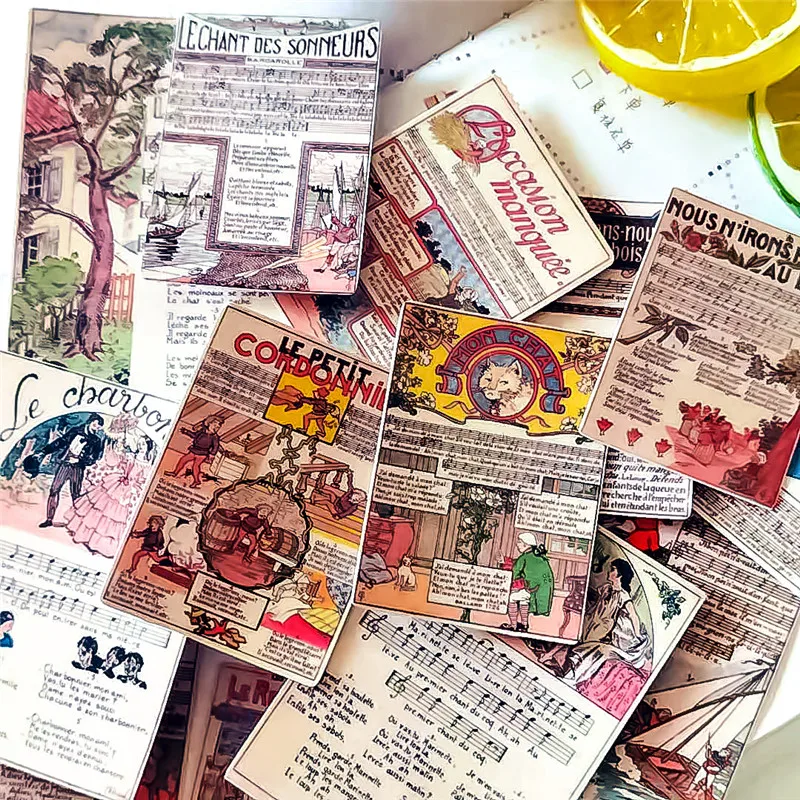 14 stücke Hand Zeichnung Vintage Noten Aufkleber Handwerk Scrapbooking Dekorative Dünne Papier Schreibwaren Diy Aufkleber