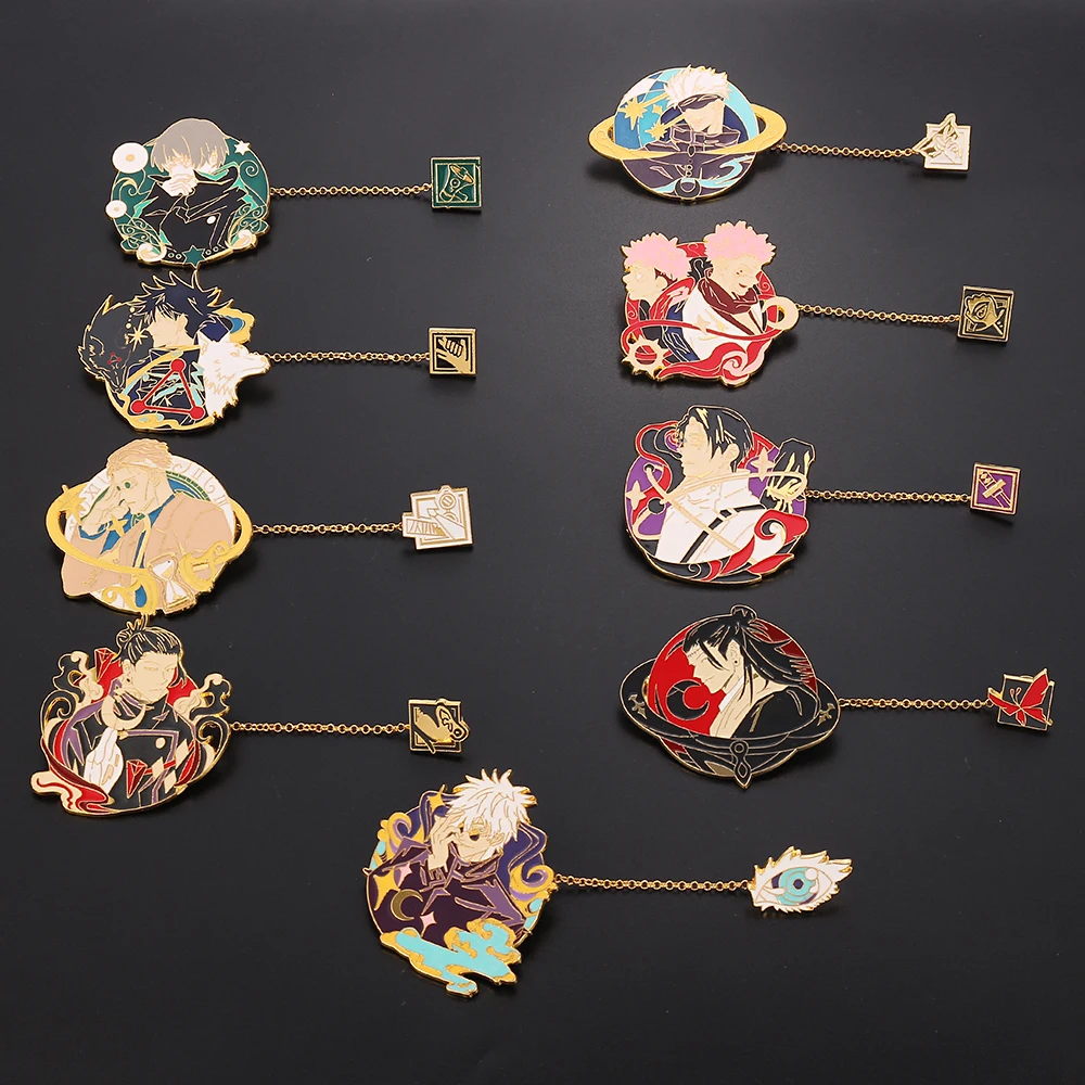 Broche de Anime Jujutsu Kaisen con cadena, alfileres esmaltados, Gojo ...