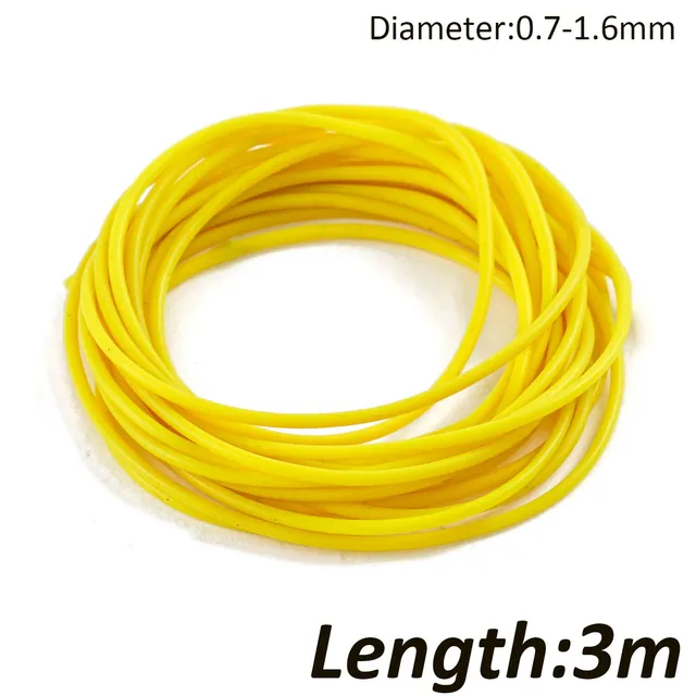 New 3m/6m Yellow Hollow Pole Elastic Inner Outer Diameter 0.7-1.6mm Fishing Lines Retention Rope Latex Tube Fishing Tackles 3m Yellow 1.6-0.7mm