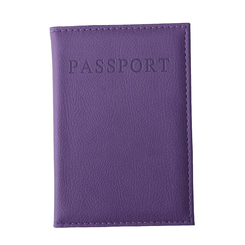 purple Полезный популярный Держатель для паспорта на молнии из искусственной кожи, чехол для паспорта, рекламный чехол для паспорта, кошелек, посылка для карт - Цвет: purple