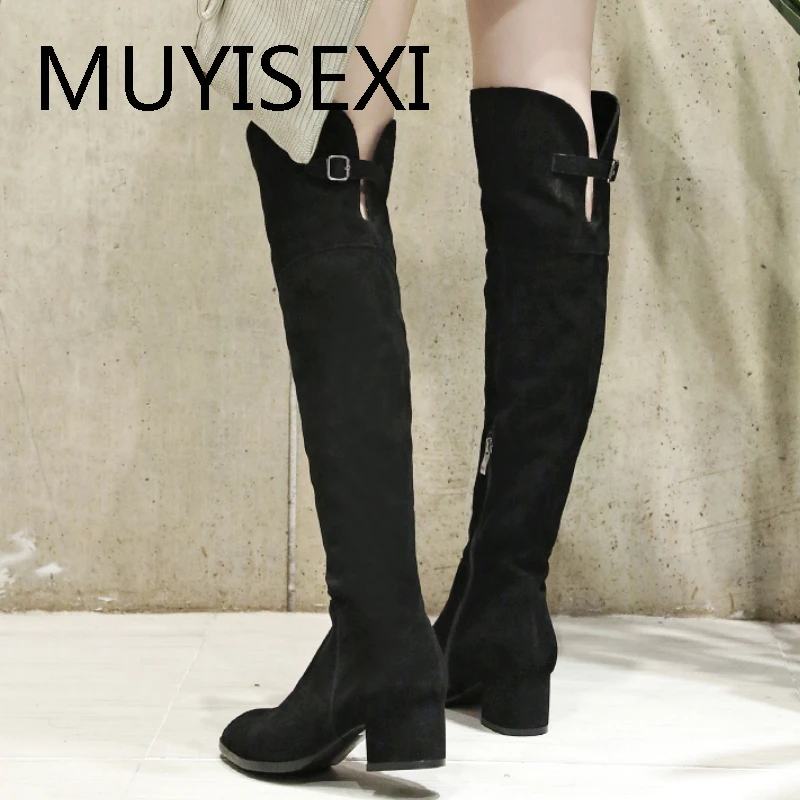 genuine suede thigh high boots