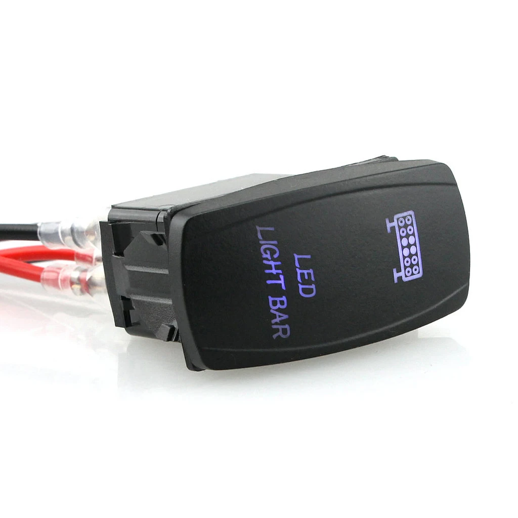 LED Light Bar Rocker Switch Blue Light ON-OFF for 12V/24V Vehicles