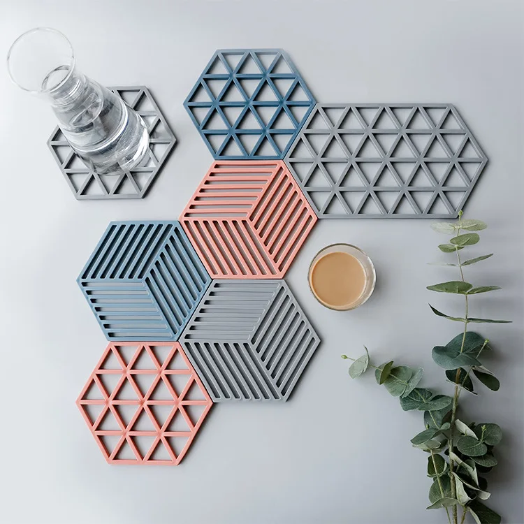 

geometric silicone insulation pad household table mat anti-scalding heat-resistant waterproof placemat dish mat casserole pad cup coaster