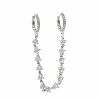 

disc Round Earring Baguette cz tassel chain Earrings For Women 2colors delicate minimal statement Ethnic Gothic Jewelry