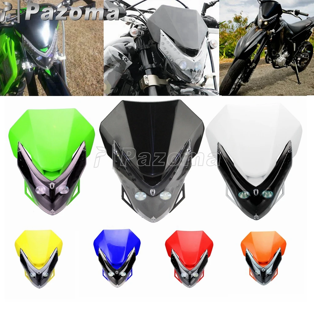 Pazoma белый Enduro Мотоцикл головной светильник s внедорожных Мотокросс обтекатель