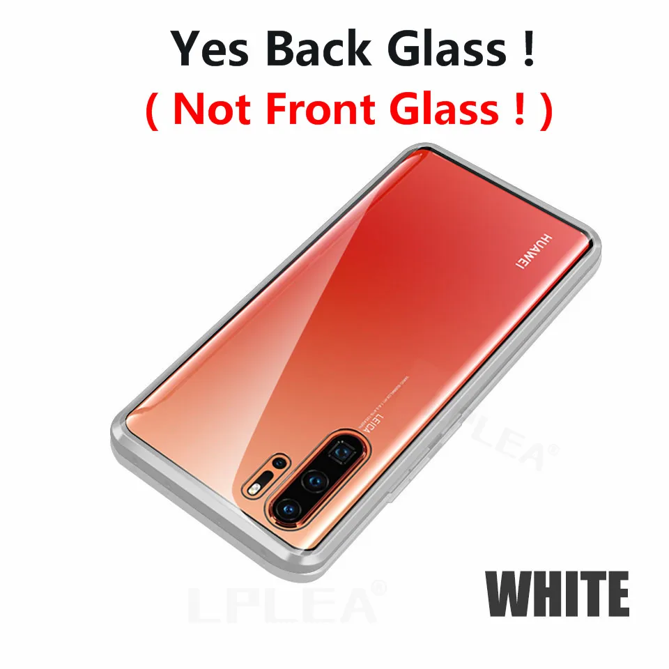 White Магнитный адсорбционный металлический чехол для huawei P30 Pro P20 Lite P Smart, Задняя стеклянная крышка для mate 10 Lite 20 Pro Honor 10 Lite - Цвет: White