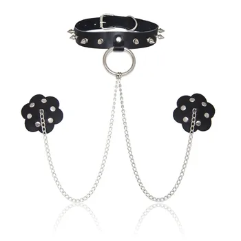

Sexy Adjustable Neck Collar Novelty Product Black Leather Binding Toys Nightclub Performance Neck Collars Ring Adult Games