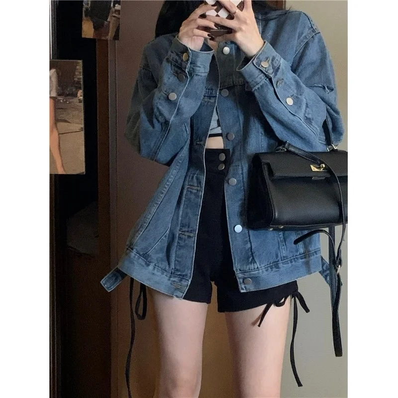 Design sense cut long sleeve Denim Jacket Women's loose lazy style jacket in spring and autumn 2021 |