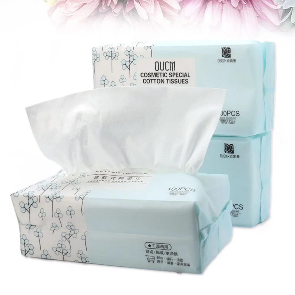 

100 Pcs Cotton Tissue Disposable Portable Soft Cotton Pads Face Towel Cotton Napkin for Make Up Removing Cleaning