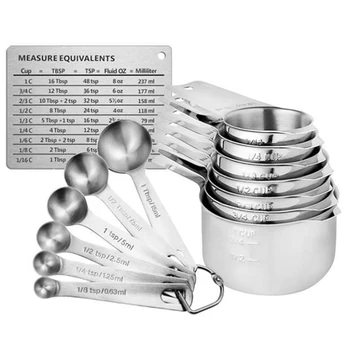 

Stainless Steel Measuring Cup Kitchen Measuring Spoon With Magnetic Scale Plate For Baking Tea Coffee Measuring Tool Set