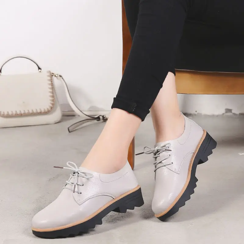 

Xiang Zinc Black And White with Pattern Small Leather Shoes Semi-high Heeled Chunky-Heel Thick Bottomed Spring And Autumn Lace-u